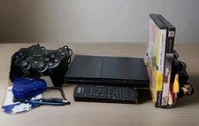 Sony PlayStation 2 Slim W/ 2 Controllers,Cords,2 Games,Console Gaming System 