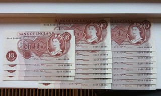 20 Consecutive Serial Numbers. 10 Shilling Bank Notes
