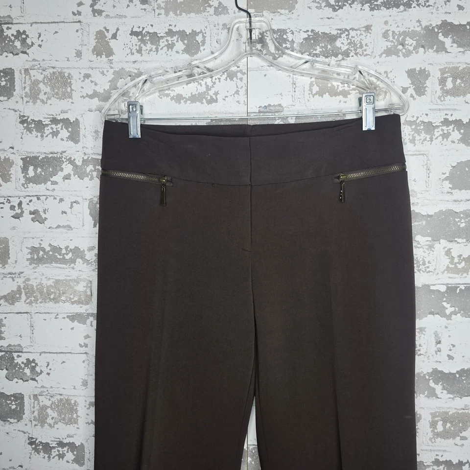 Pantalones Cache para mujer 6 largos marrón pierna acampanada bohemio Y2K de colección cremallera adornada Foto 2 de 4