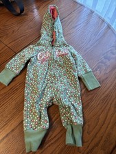 Vtg Oshkosh Girls One Piece Hooded Flower Romper 3 Months