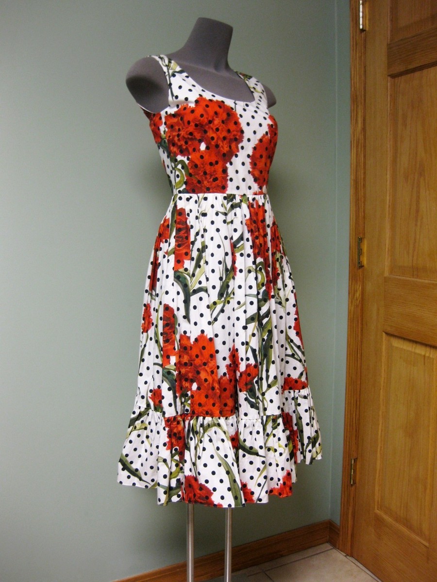 Dolce & Gabbana AUTH Carnation Floral Polka Dot Poplin