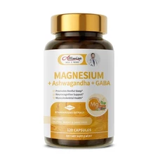 Magnesium Supplement + Ashwagandha & GABA, Magneium Glycinate, Taurate, Malate