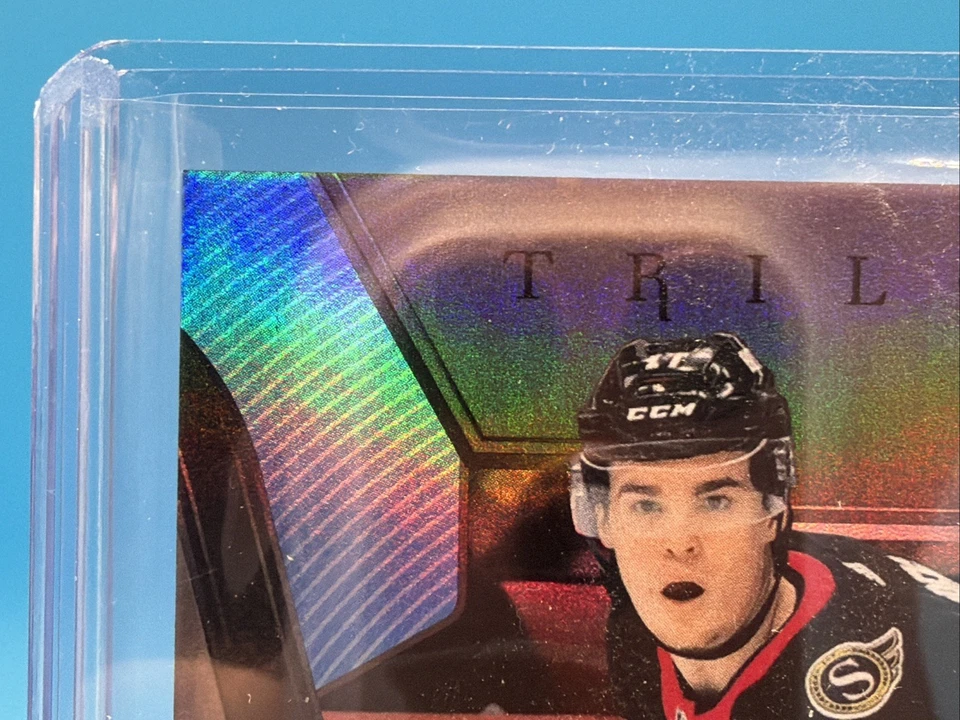 3 CLR ROOKIE RC PATCH /49! 2023-24 UD Trilogy # 139 RIDLY GREIG OTTAWA - Image 3 of 4