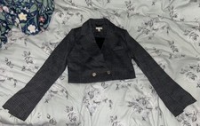 H&M Cropped Checkered Blazer Size XS