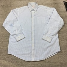 VTG Brooks Brothers Oxford Button Shirt 17 - 6/7 Blue White Hickory OCBD Men 90s