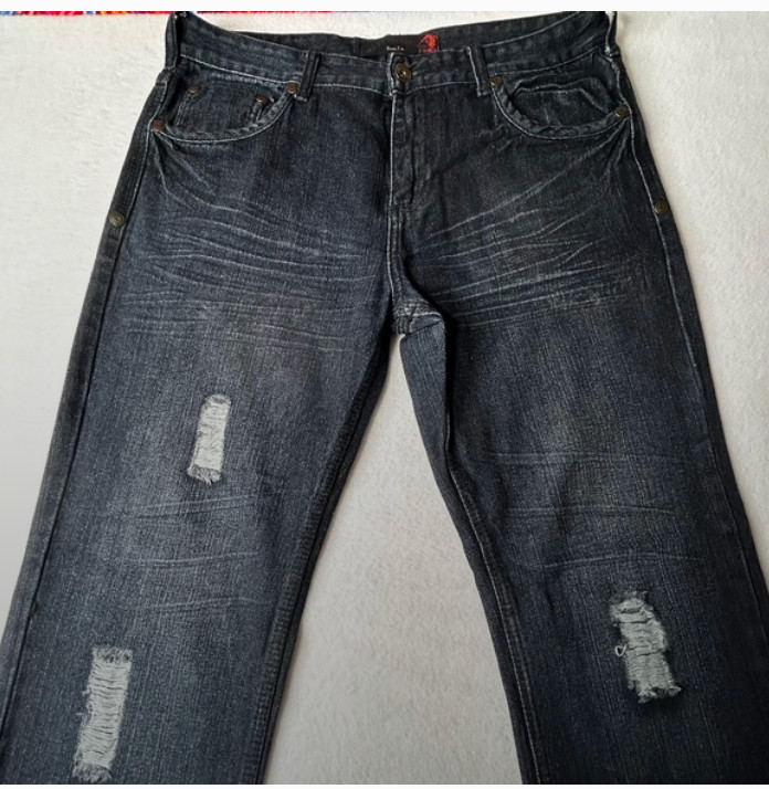 S Straight-leg Straight Jeans Pants Gray Blue Size 34