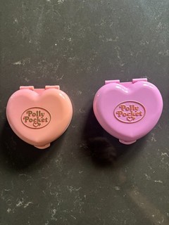 TWO Vintage Polly Pocket Country Cottage & Heidi Alpine Chalet compacts CG T25
