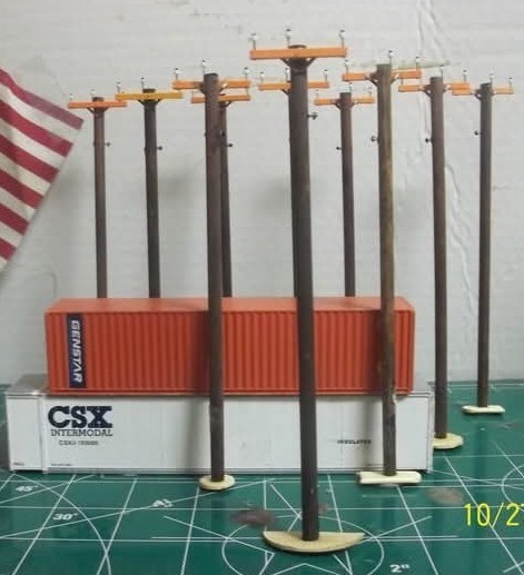 10 HO Scale 44ft. 11.2KV Distribution Utility Poles ( made to order)