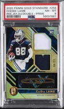 2020 PANINI GOLD STANDARD RC JSY AUTO DOUBLE-PRIME #256 CEEDEE LAMB #/49 PSA 8