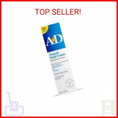 A+D Zinc Oxide Diaper Rash Treatment Cream, Dimethicone 1%, Zinc Oxide 10%, Easy