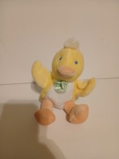 Vintage Eden 5 Duck Plush Stuffed Animal Yellow White Green Bow Rattles