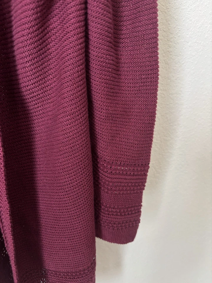 Old Navy Girl's Size Large (10-12) Burgundy Wine Long Sleeve Fringe Cardigan - Image 3 of 4
