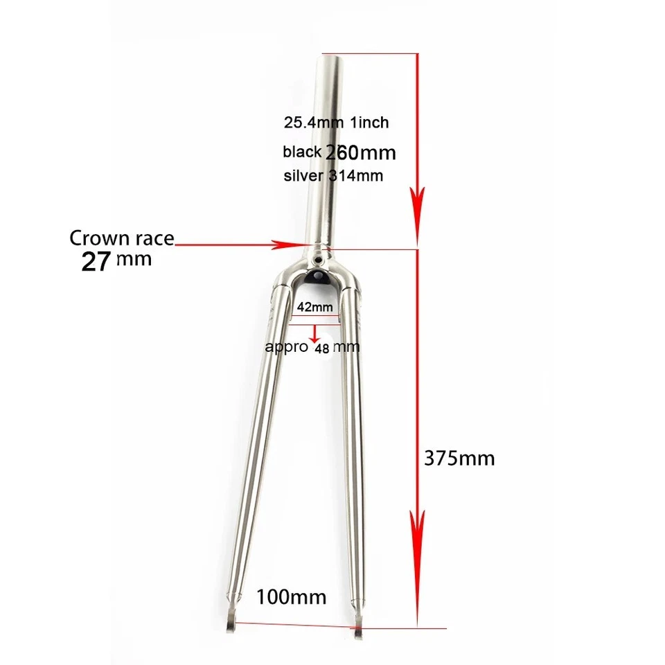 Chromoly 4130 Road Bike Rigid Fork  700C x 25.4mm 25C Caliper Brake Classic - Image 3 of 4