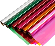 Colored Sheets Cellophane Wrap - 6 Rolls, 17 in X 10 Ft, Assorted Colors - Trans