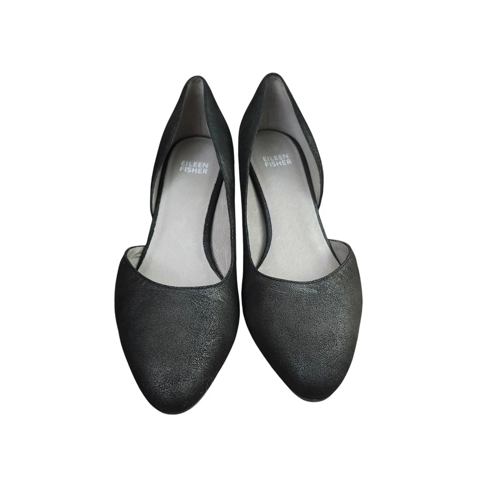 Zapatos cómodos Eileen Fisher de cuero negro con tacón de cuña punta talla 8 Foto 4 de 4