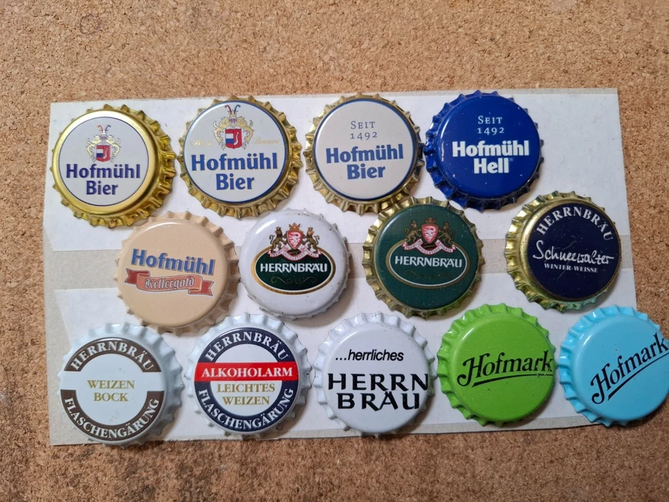 13 verschiedene Kronkorken Bottle Caps Deutsches Bier Hofmühl Herrnbräu - Bild 1 von 1