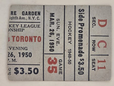 1950 Tim Horton NHL First Game DEBUT Ticket Stub - NHL Hockey Maple Leafs HOF