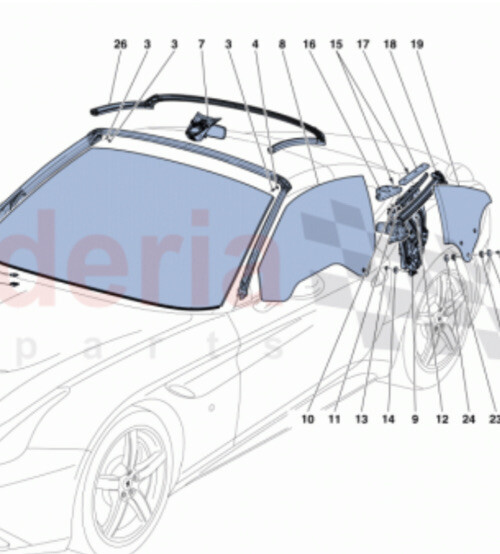 Ferrari  California T 2016 NEW Window Replacement New Driver Side