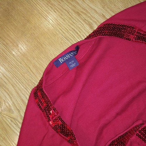 Cárdigan Bolero Roaman Mujer Rojo Recortado Talla Grande 18-20 Borde Lentejuelas Rojo - Imagen 6 de 6