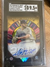 alek manoah bowman chrome class of 2019 gold rookie /50 sgc 9.5 blue jays