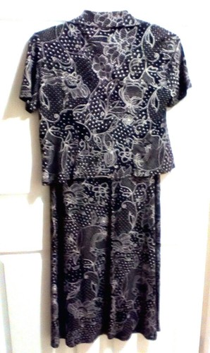 Vestido Largo Floral Dressbarn Marrón Blanco Lunares A Juego Manga Corta Top Talla 6 - Imagen 2 de 11