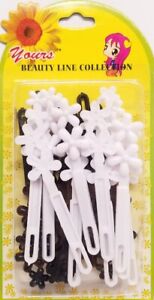 Yours-Barrettes-Hair-BLACK-WHITE-Flowers-Tie-Girls-Pin-Clips-Snap-Braid-20-Pcs
