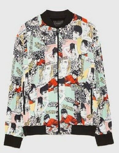 *ZARA* COMIC JACKET Lightweight Cartoon Bomber L