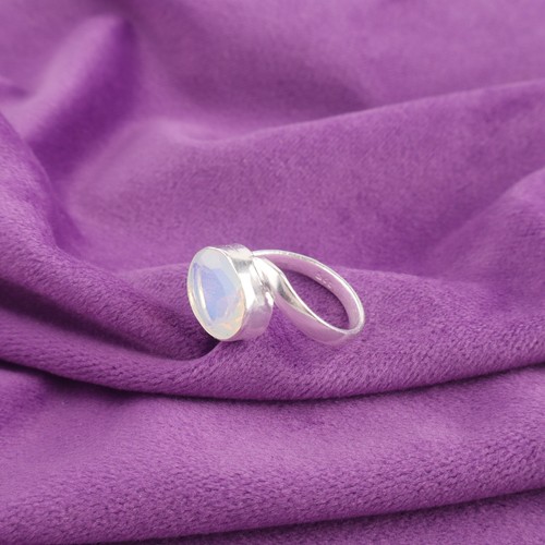 Anillo único banda hija piedras preciosas ópalo lechoso tamaño todos los tamaños plata de ley 925 - Imagen 3 de 6