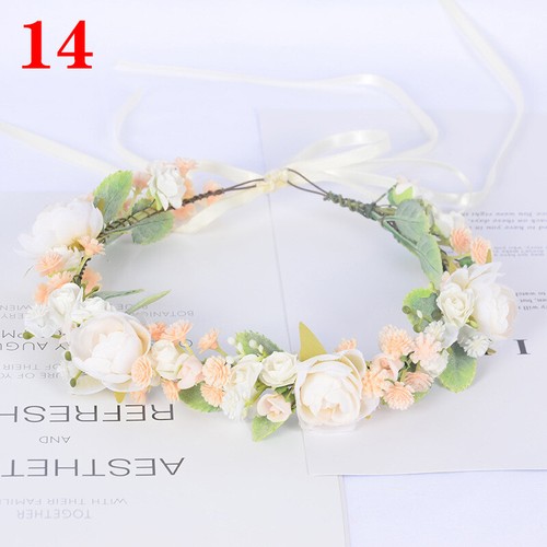 Flowers Headband Head Garland Hair Band Crown Wreath Festival Boho Beach Wedding - Picture 35 of 49