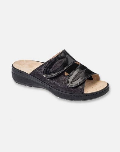 Ciabatta Susimoda 1262 blu con plantare in cuoio e strappo