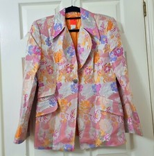 Christian Lacroix Bazar Designer Jacquard Floral Long Blazer Jacket 42 Uk 14