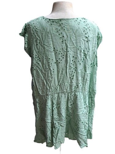 Top Babydoll Torrid 6 para mujer talla 6X verde cicuta ojales manga con volantes cuello en V - Imagen 2 de 8