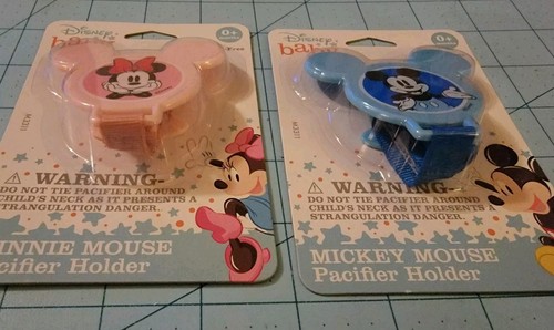 Disney Baby: Mickey & Minnie Mouse Pacifier Holder Set - New With Free Shipping - Picture 6 of 8