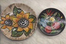 Schöne 2 Vintage Keramik Wandteller Ruscha Sonnenblume 717/2 +Blumen Malerei TOP