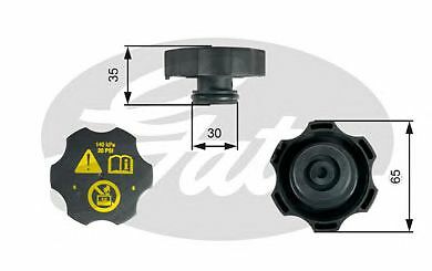 GATES RADIATOR CAP for OPEL INSIGNIA A 1.6 (68) 2008-2017 - Picture 2 of 8
