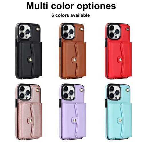 For iPhone 16 15 14 13 Case Accordion Wallet Card Slot + Wrist/Shoulder Strap - Picture 24 of 30