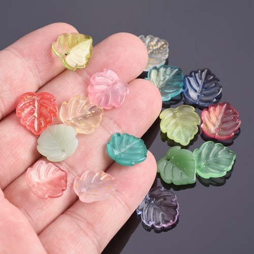 10 piezas Colgantes sueltos de vidrio de pétalo de hoja 15x14 mm para fabricación de joyas - Imagen 2 de 17