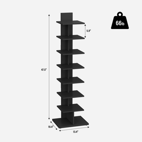 Vertical Bookshelf 8tier Bookcase Narrow Spine Book Shelf For Small Space Corner - Picture 8 of 9