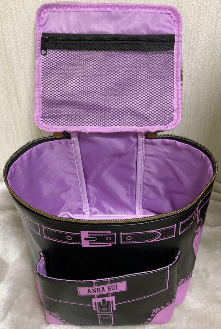 Anna Sui Vanity Pouch Bag Case 2 Set Black Purple Cat Travel Trunk