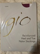   NWT  GIO Nylon Stockings, Reinforced Heel  Toe, Plum Purple, Size X-Small
