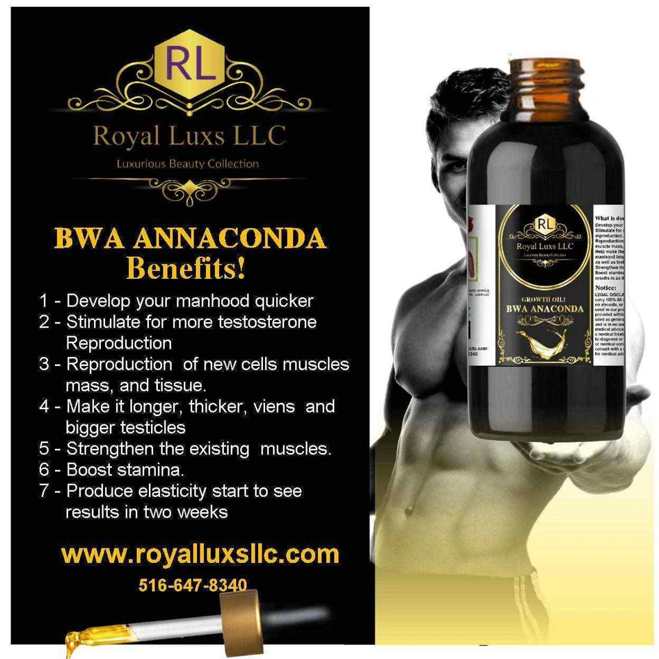 Royal Luxs African Bwa Anaconda aceite de mejora masculina para más tiempo más grueso 2 oz Foto 3 de 4