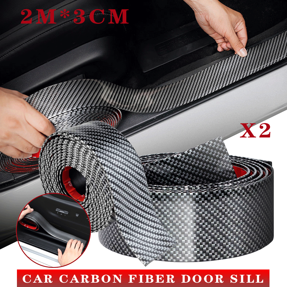 4M Accessories Carbon Car Fiber Door Plate Scuff Sill Cover Anti Scratch Sticker