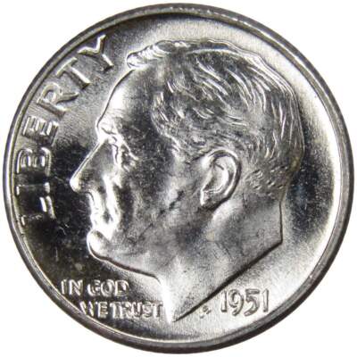 1951 Roosevelt Dime BU Uncirculated Mint State 90% Silver