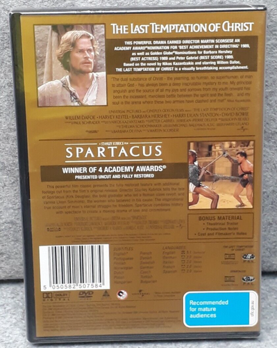 NEW: SPARTACUS | LAST TEMPTATION OF CHRIST | DVD Movies Region 4 PAL Free Post - Picture 2 of 2