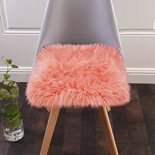 Square Faux Fur Sheepskin Chair Cover Seat Cushion feet (1