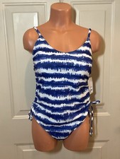 KENSIE, Size Large, Blue, Tie-Dye Stripe, Padded, Swimsuit w/Side Ruching. NEW.