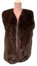Qed London Brown Soft Faux Fur Gilet Size M