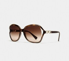 NEW COACH Kissing C Square Dark Tortoise Frame Brown Lens Women Sunglasses L948