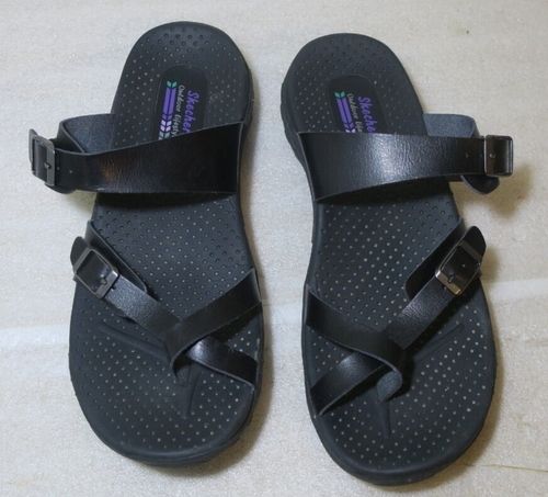 SKECHERS Reggae Rasta Women’s Size 9 Black Outdoor Lifestyle Sandals Slip ons ✅ - Picture 3 of 8