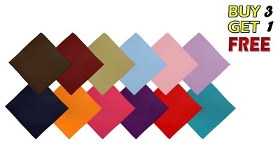 100% Cotton Plain Bandana - Headband Head Wear Tie Neck Scarf Wrist Wrap Band B3